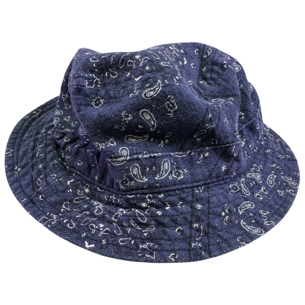 Original Use Bucket Hat Paisley Navy Blue‎ Adjustable Toggle Cord Mens OSFM